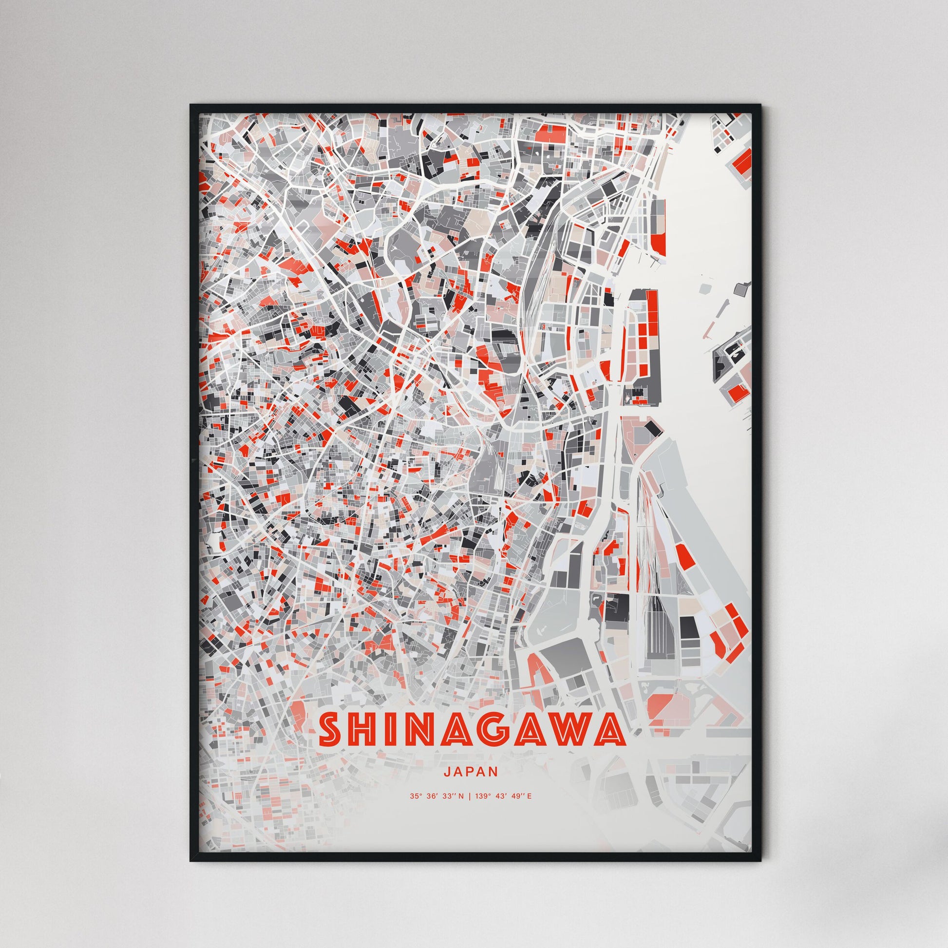 Colorful SHINAGAWA JAPAN Fine Art Map Modern