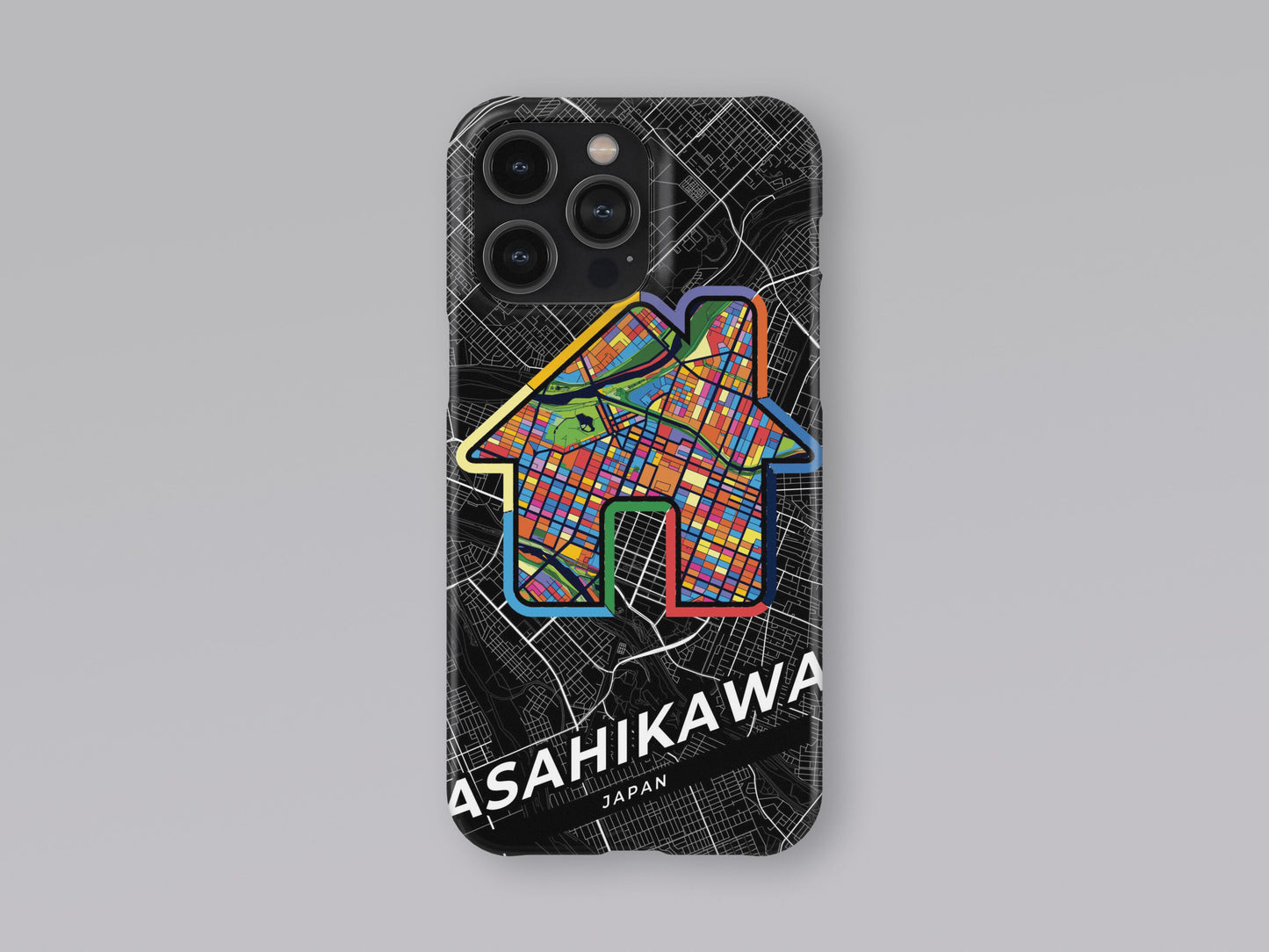 Asahikawa Japan slim phone case with colorful icon. Birthday, wedding or housewarming gift. Couple match cases. 3