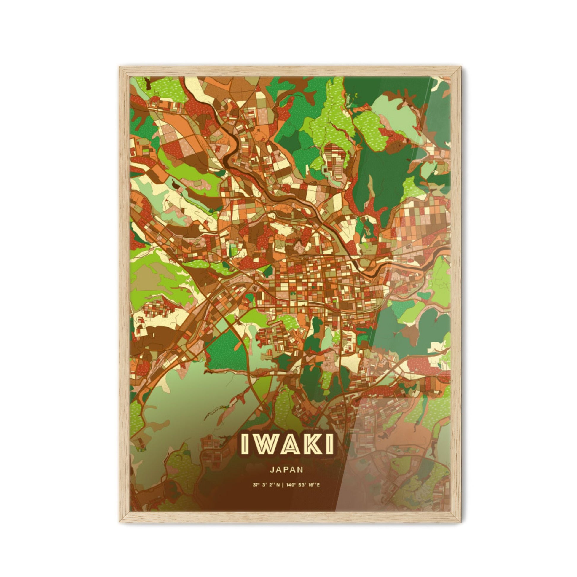 Colorful IWAKI JAPAN Fine Art Map Farmhouse