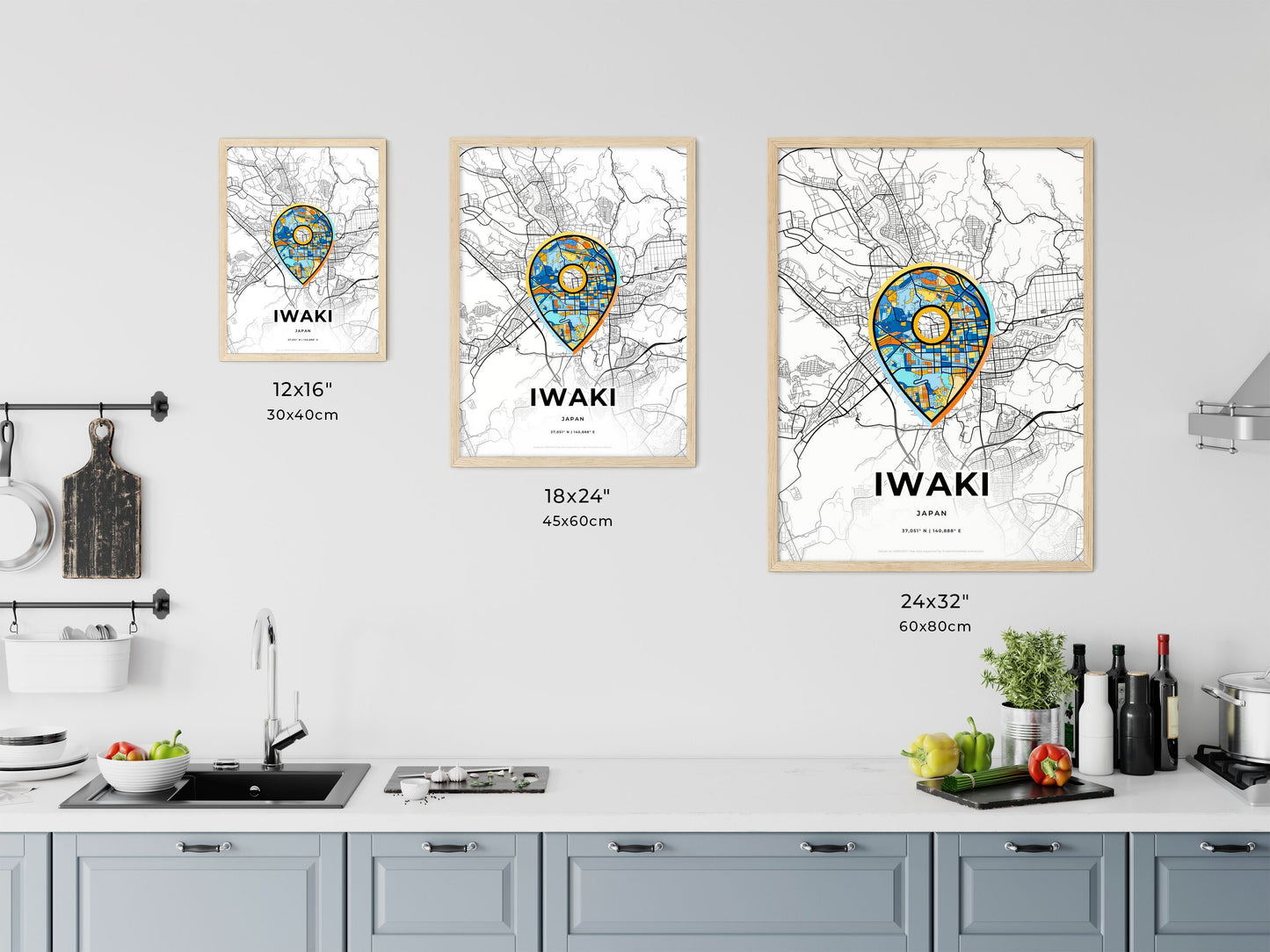Iwaki Japan art map size chart