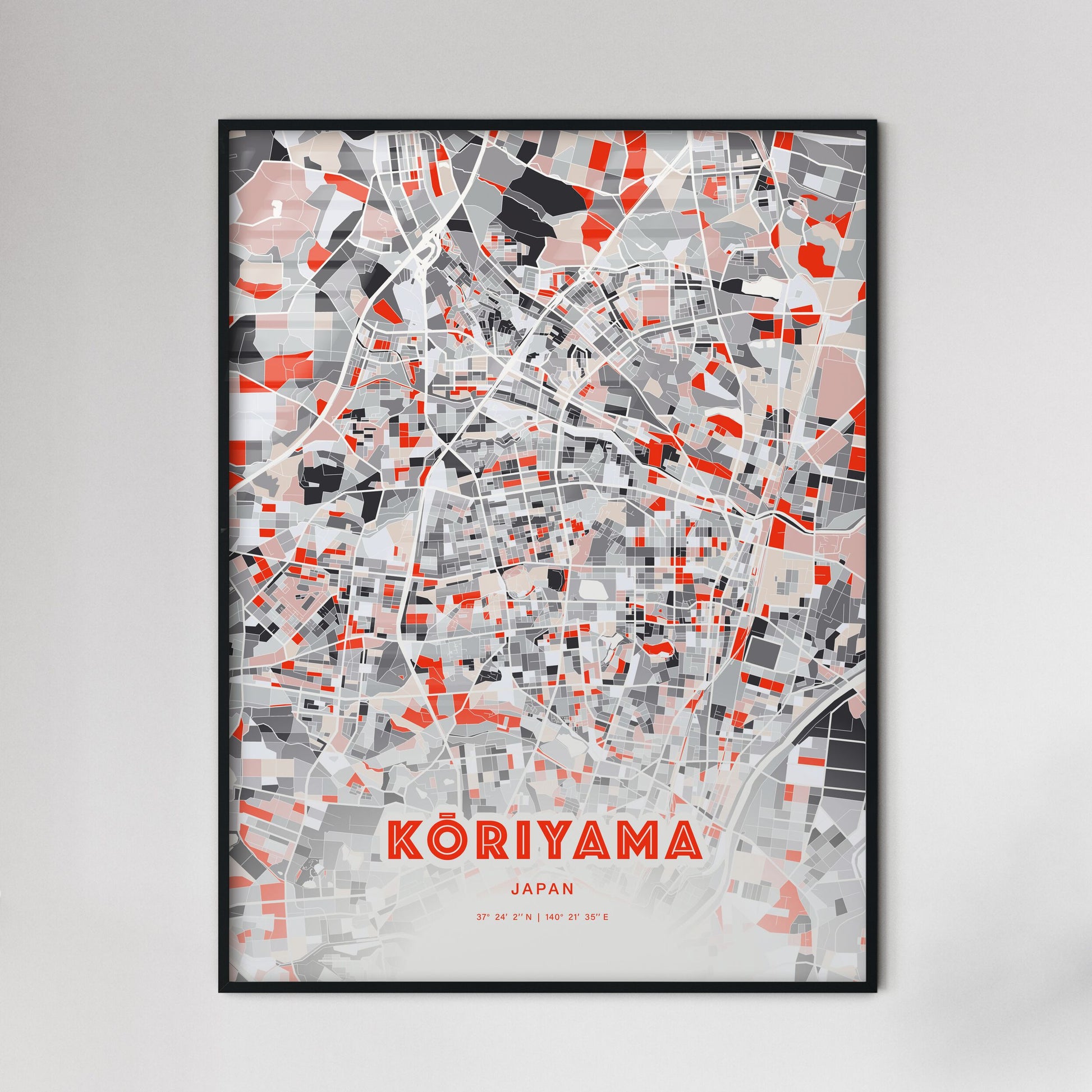 Colorful KŌRIYAMA JAPAN Fine Art Map Modern