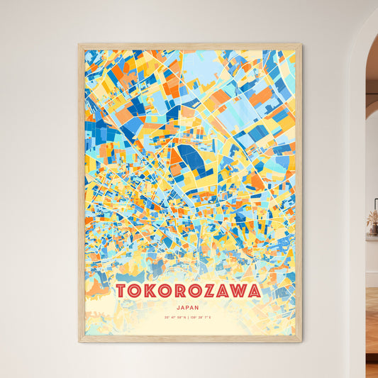 Colorful TOKOROZAWA JAPAN Fine Art Map Blue Orange