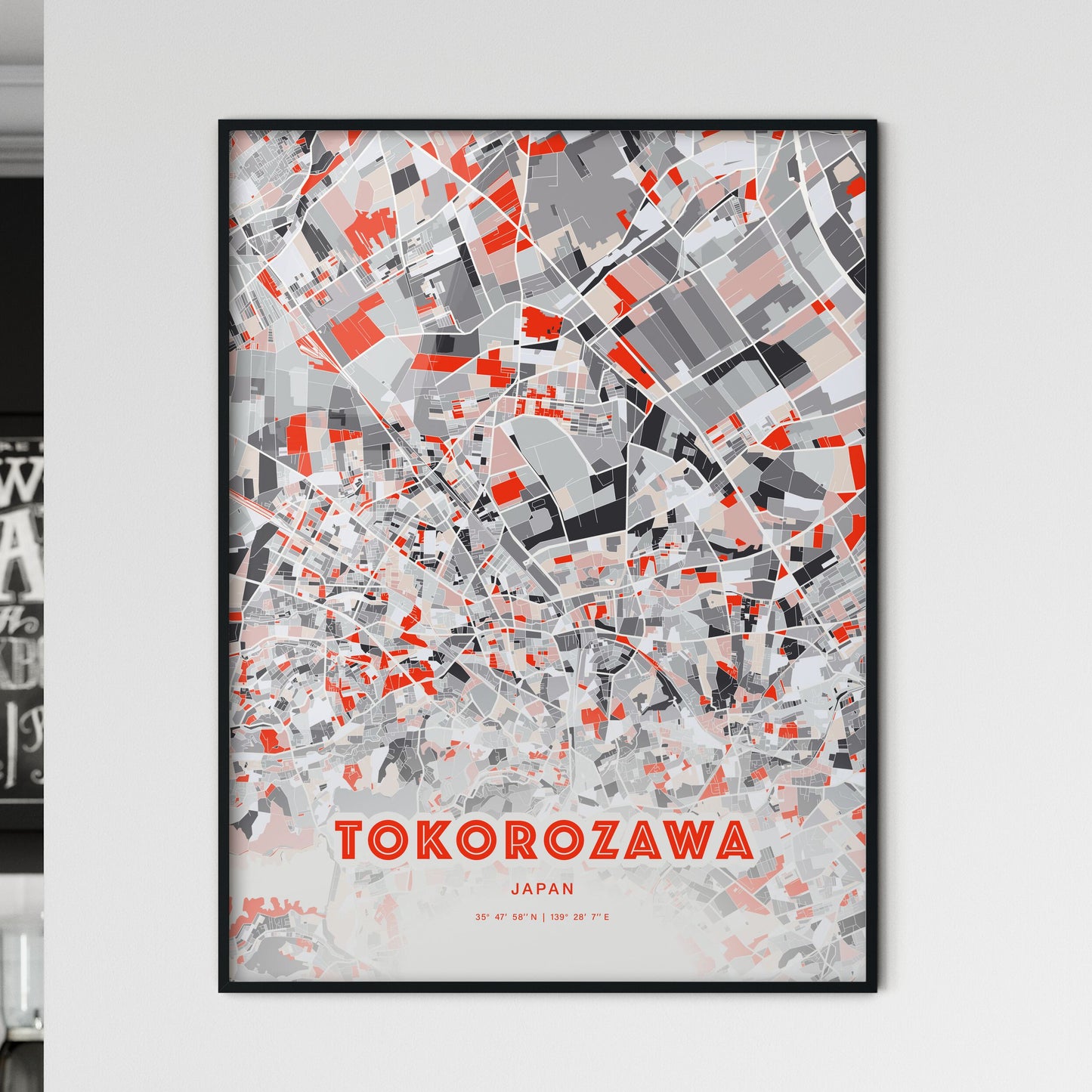 Colorful TOKOROZAWA JAPAN Fine Art Map Modern
