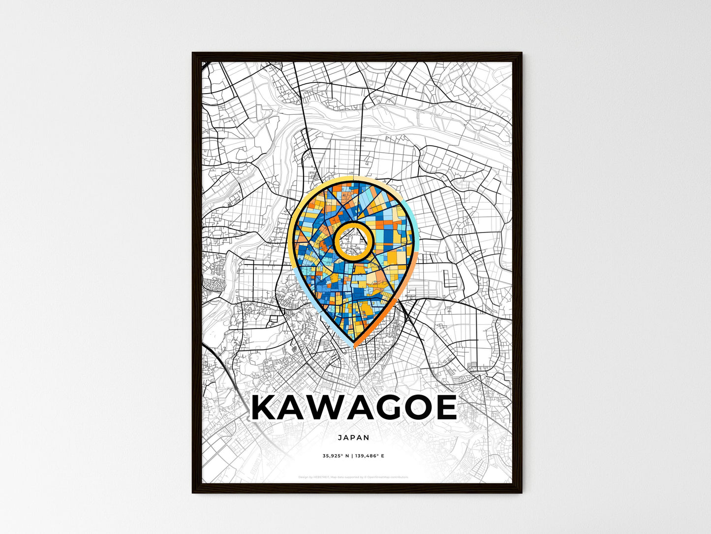 Kawagoe Japan wedding art map with pointer icon