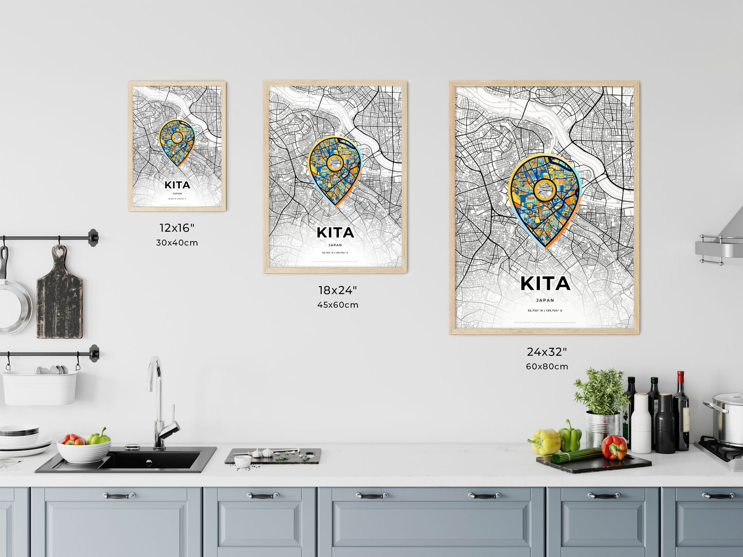 Kita Japan art map size chart