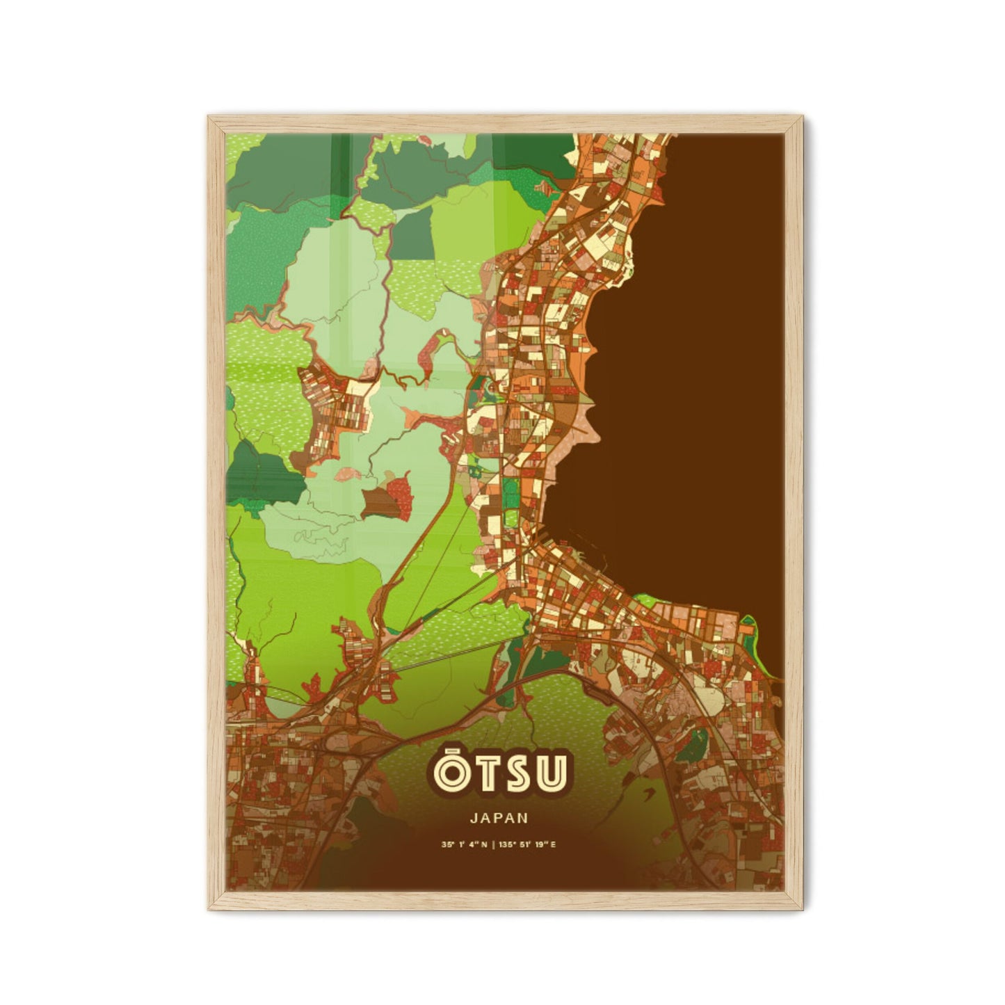 Colorful ŌTSU JAPAN Fine Art Map Farmhouse