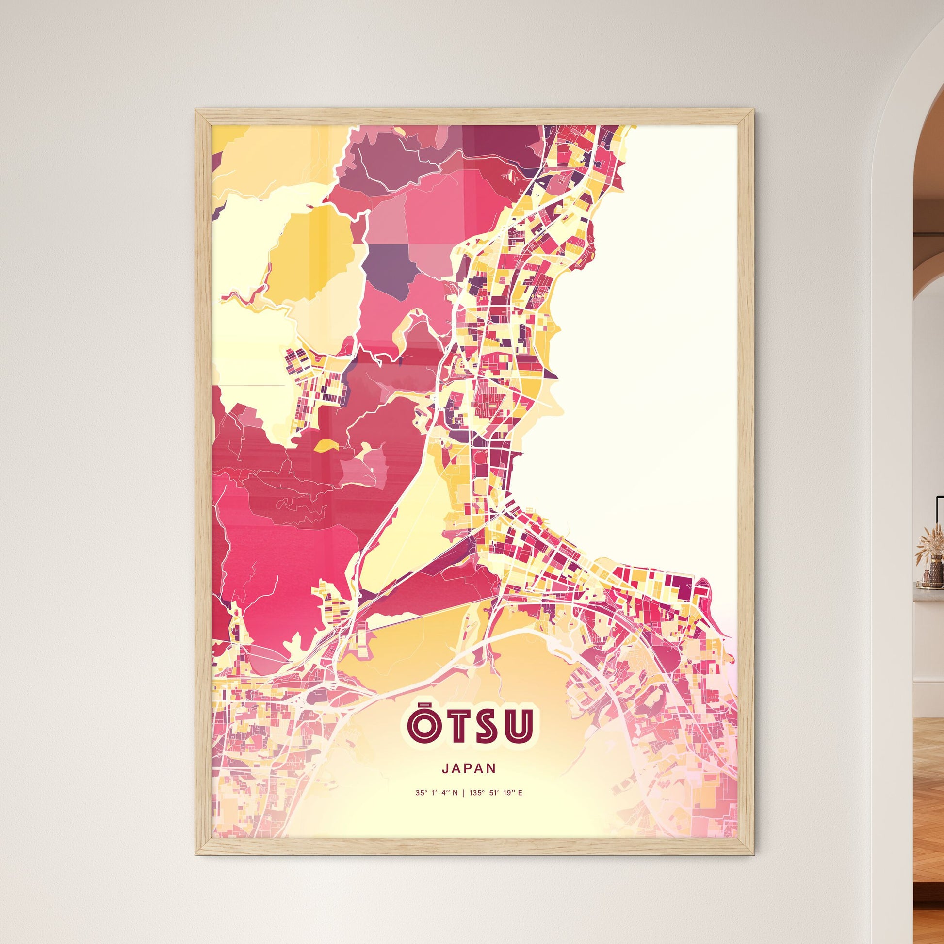 Colorful ŌTSU JAPAN Fine Art Map Hot Red