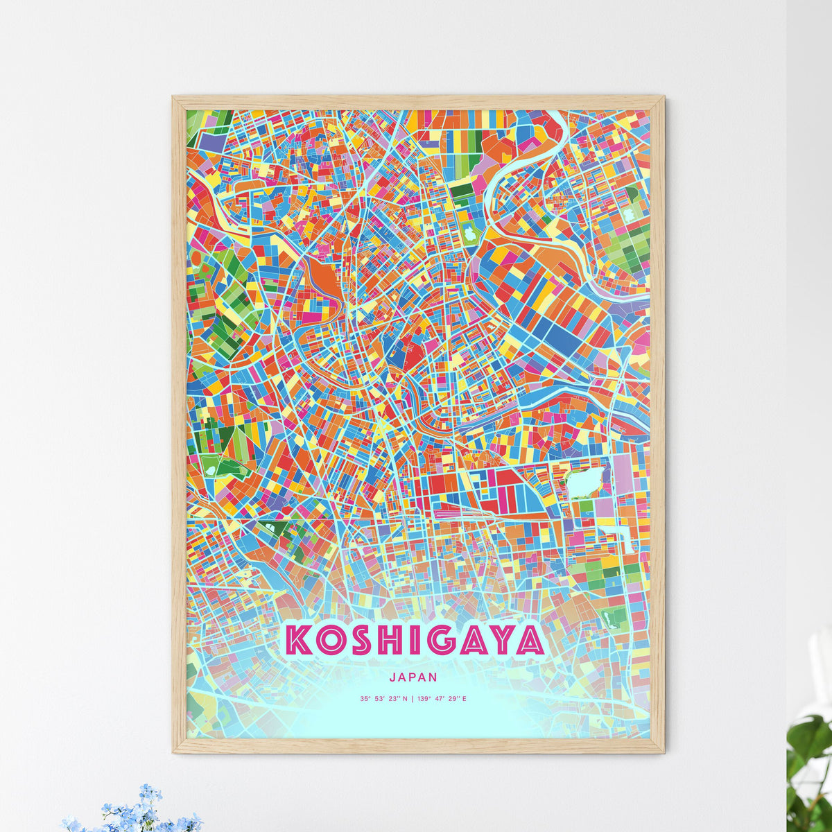 Colorful KOSHIGAYA JAPAN Fine Art Map Crazy Colors