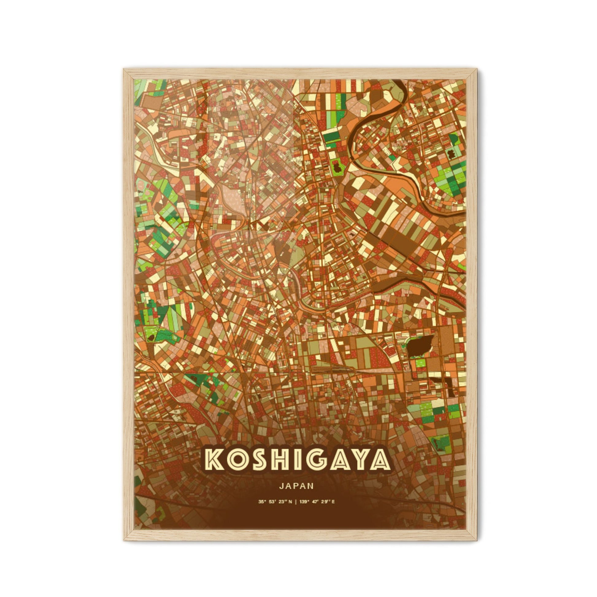 Colorful KOSHIGAYA JAPAN Fine Art Map Farmhouse