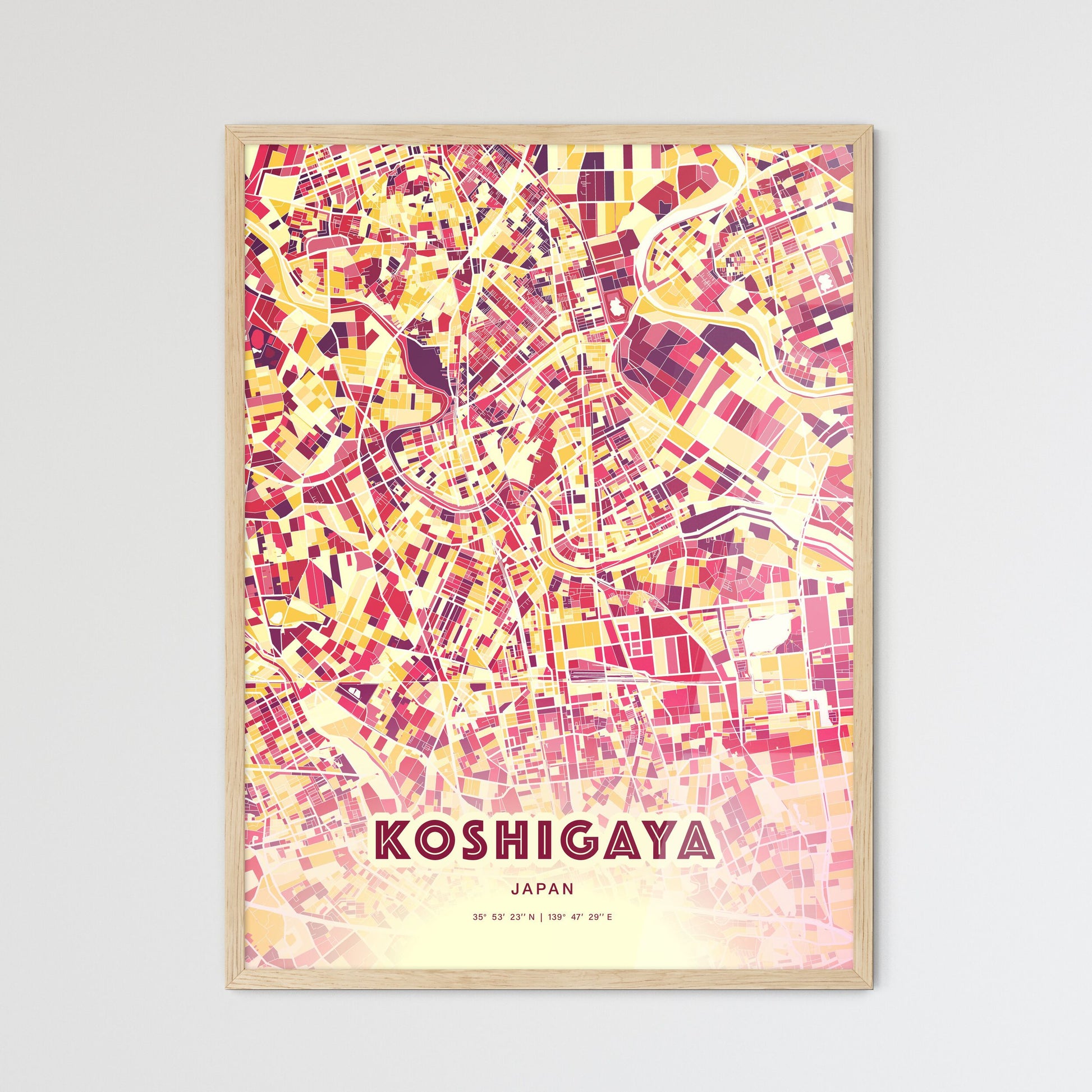 Colorful KOSHIGAYA JAPAN Fine Art Map Hot Red