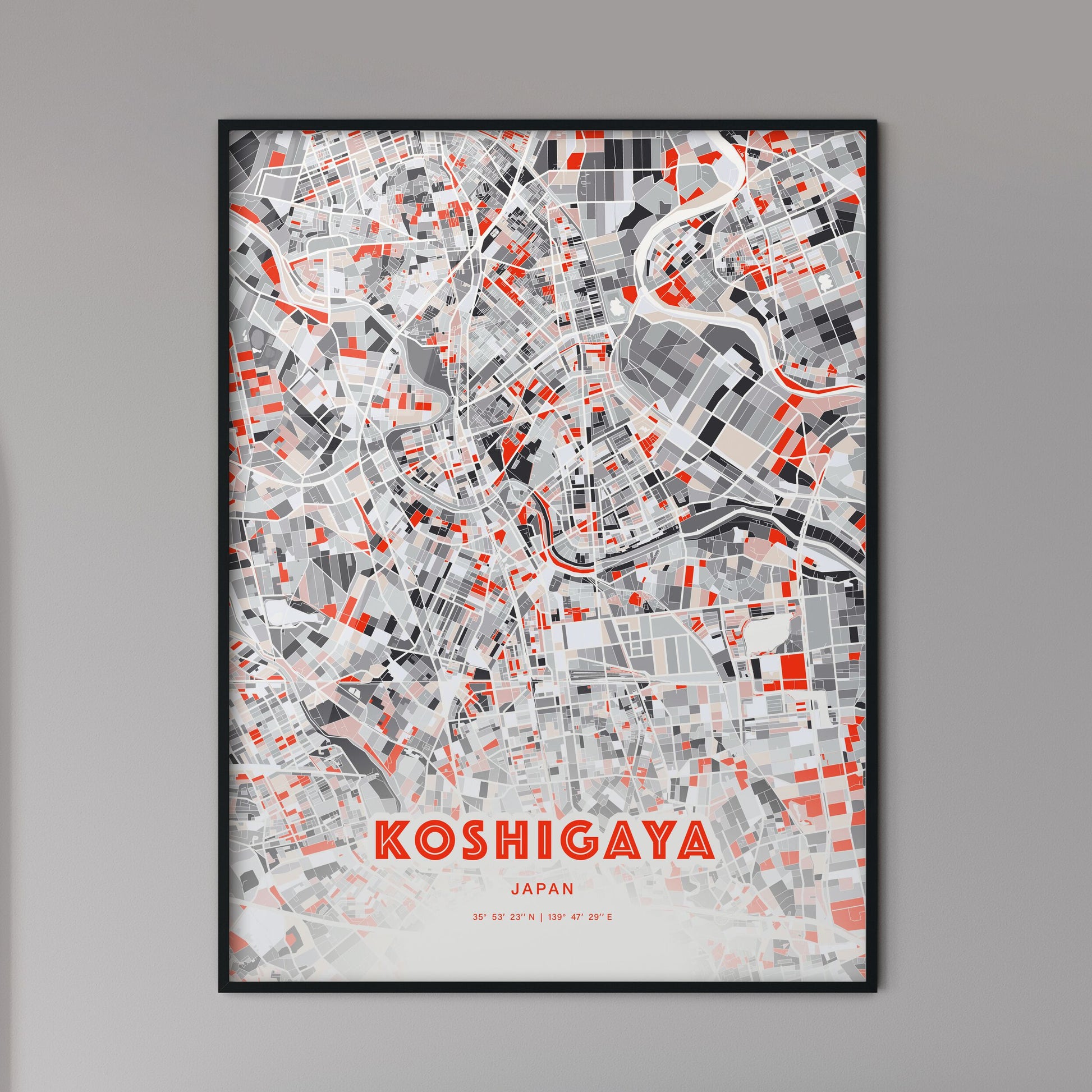 Colorful KOSHIGAYA JAPAN Fine Art Map Modern