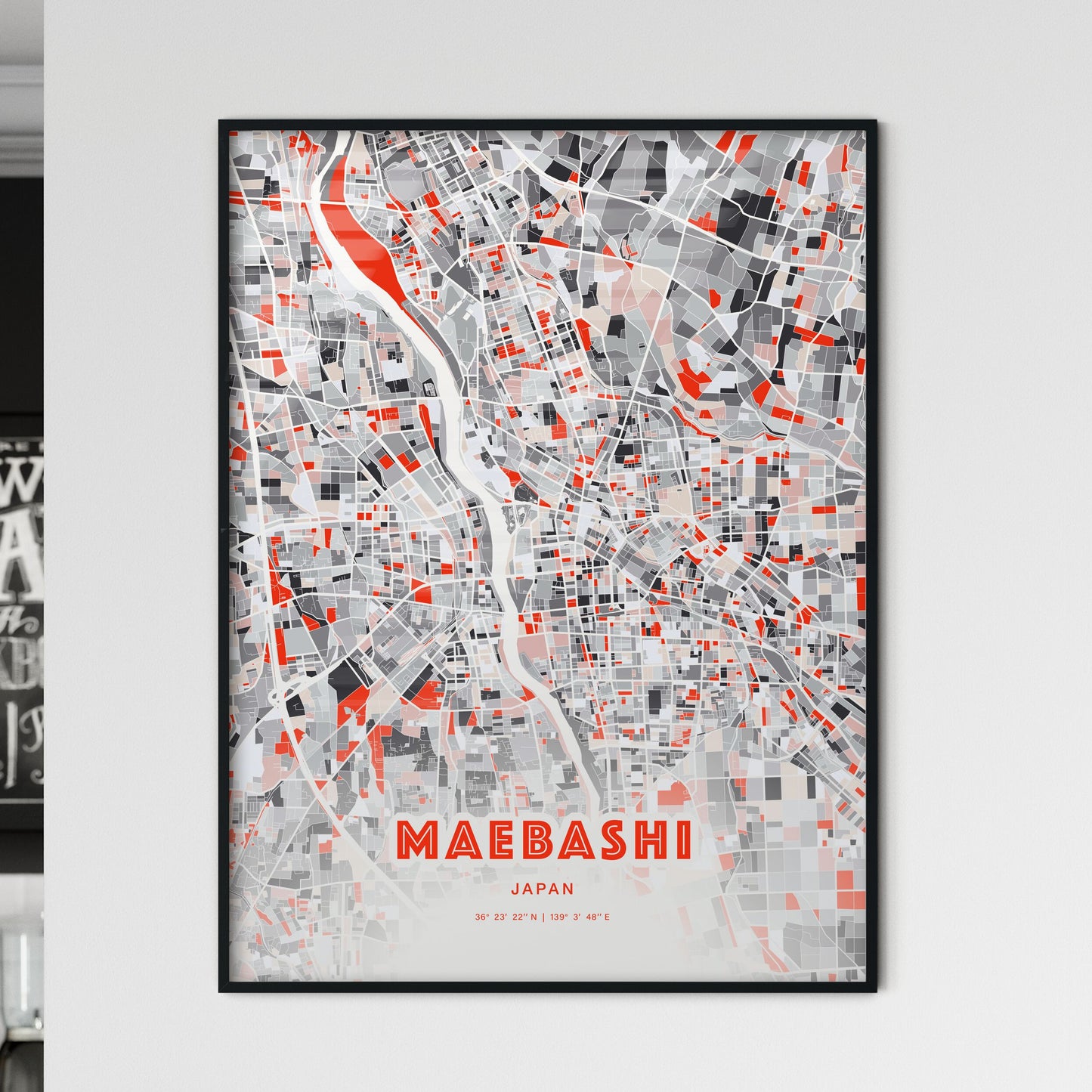 Colorful MAEBASHI JAPAN Fine Art Map Modern