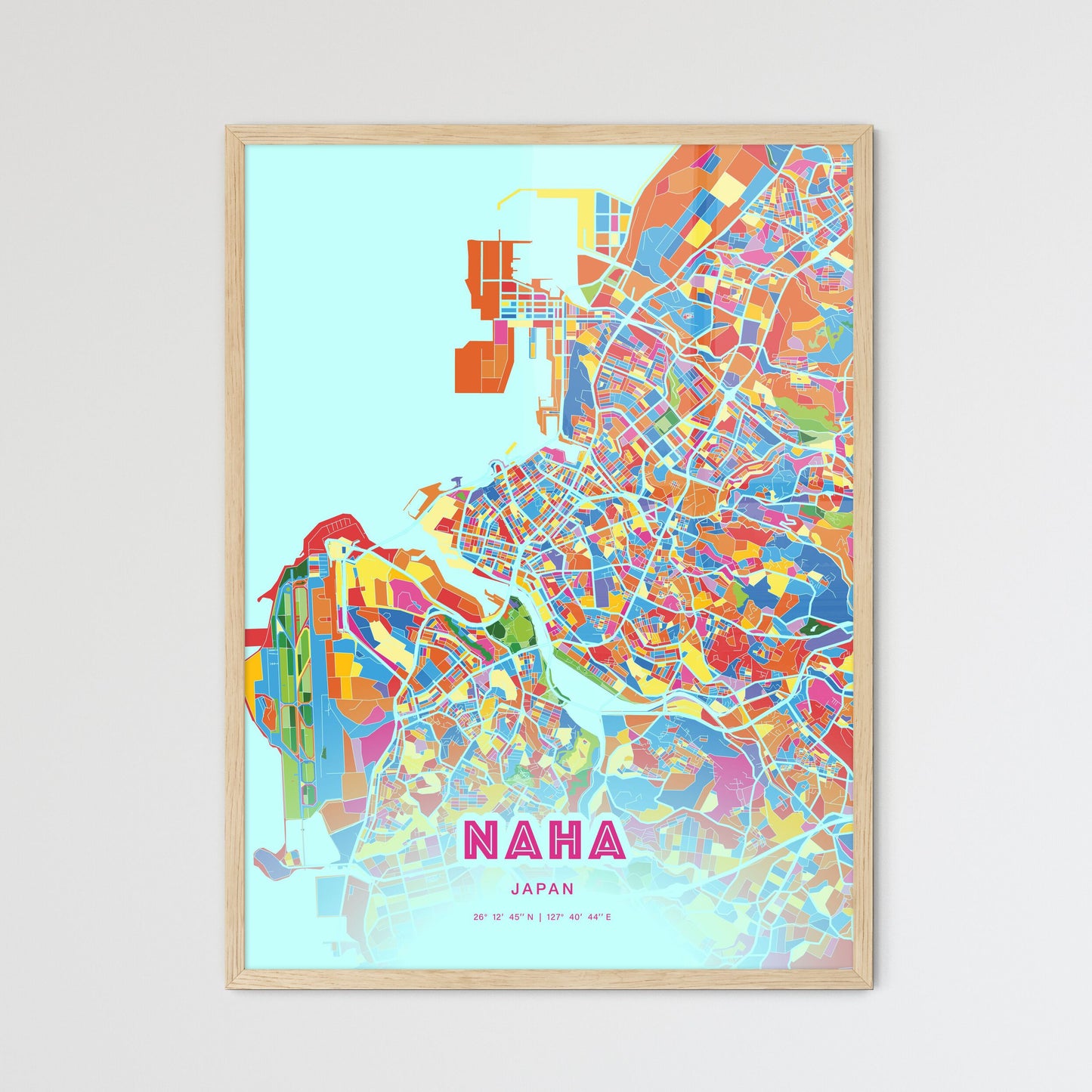 Colorful NAHA JAPAN Fine Art Map Crazy Colors