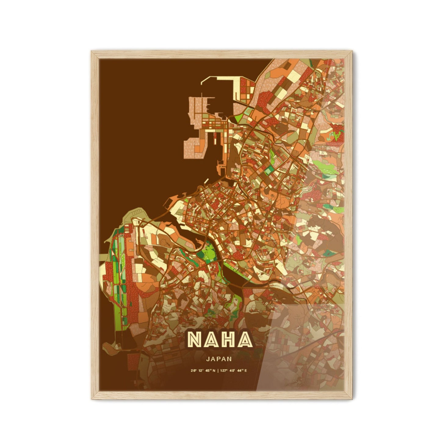 Colorful NAHA JAPAN Fine Art Map Farmhouse