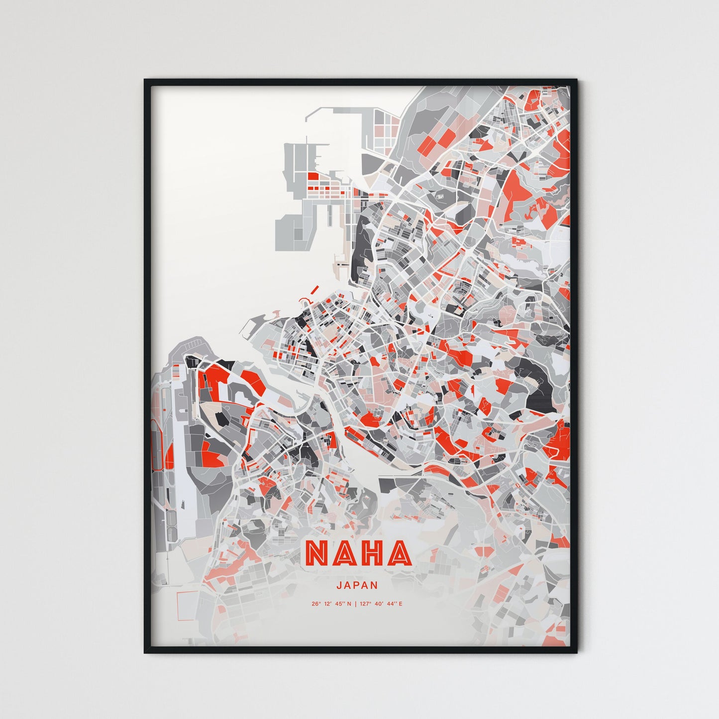 Colorful NAHA JAPAN Fine Art Map Modern