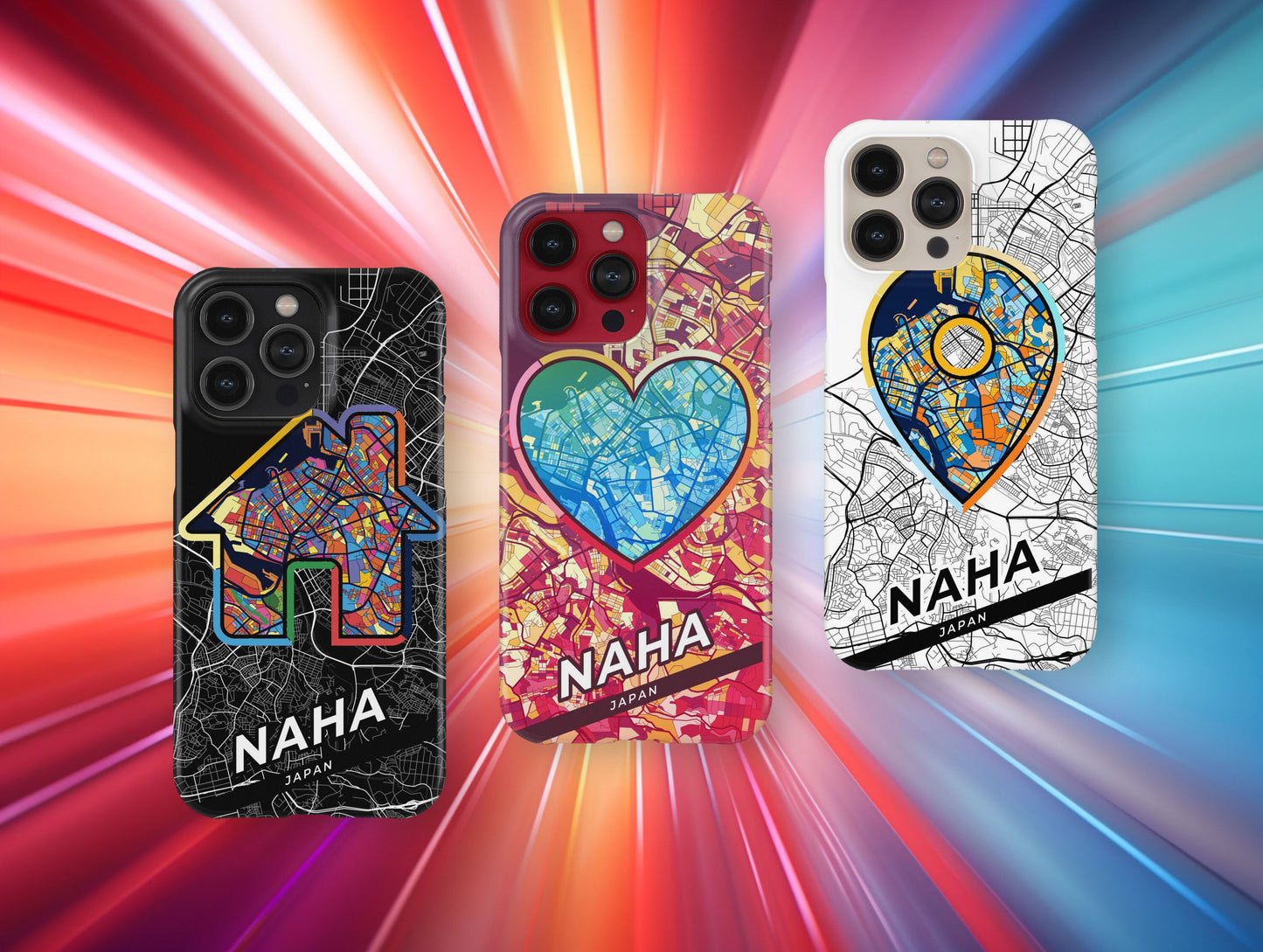 Naha Japan slim phone case with colorful icon