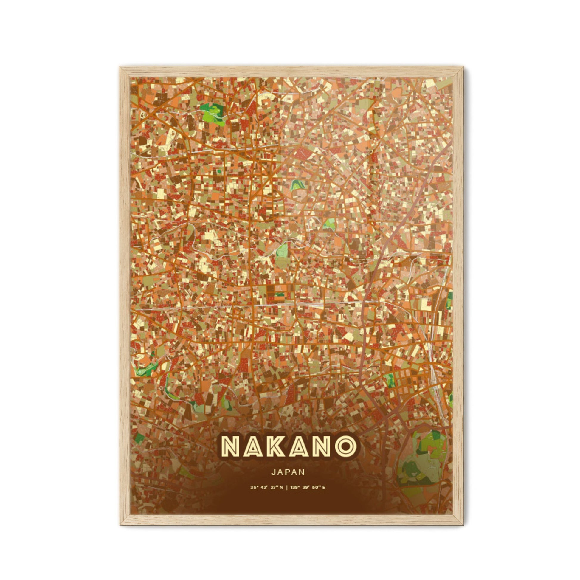 Colorful NAKANO JAPAN Fine Art Map Farmhouse