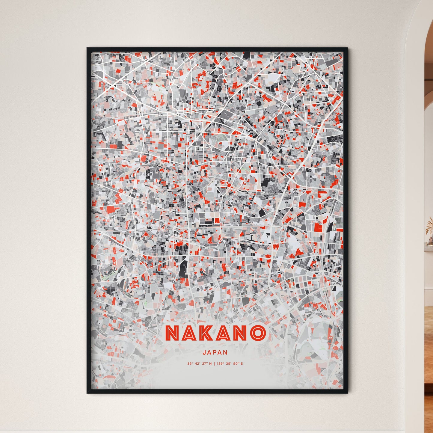 Colorful NAKANO JAPAN Fine Art Map Modern