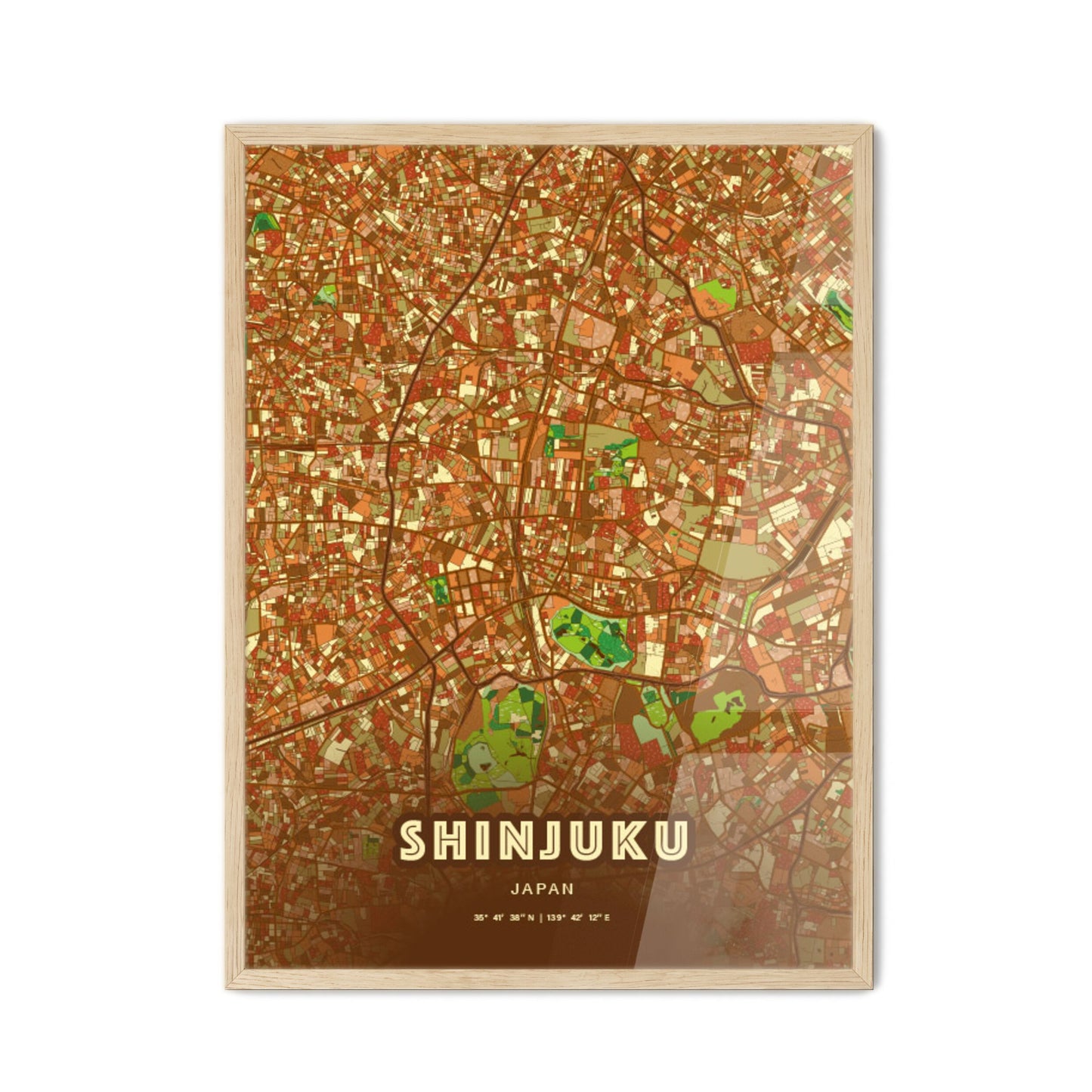 Colorful SHINJUKU JAPAN Fine Art Map Farmhouse