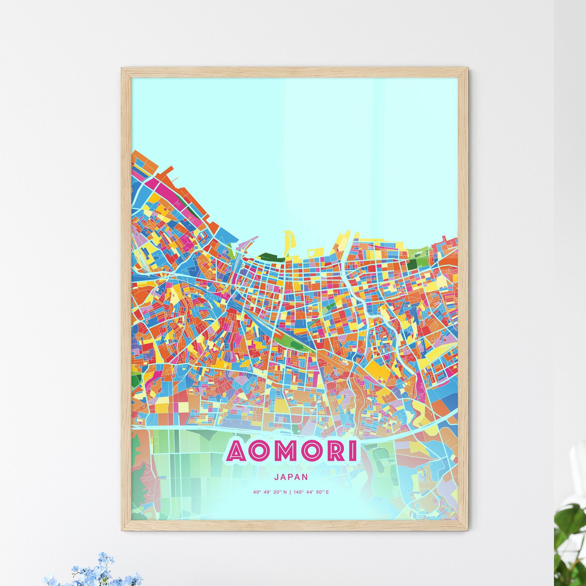 Colorful AOMORI JAPAN Fine Art Map Crazy Colors