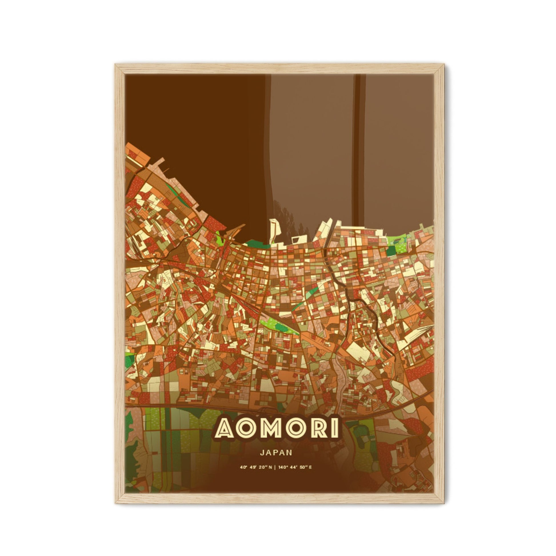 Colorful AOMORI JAPAN Fine Art Map Farmhouse