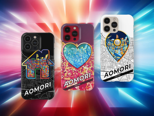Aomori Japan slim phone case with colorful icon. Birthday, wedding or housewarming gift. Couple match cases.