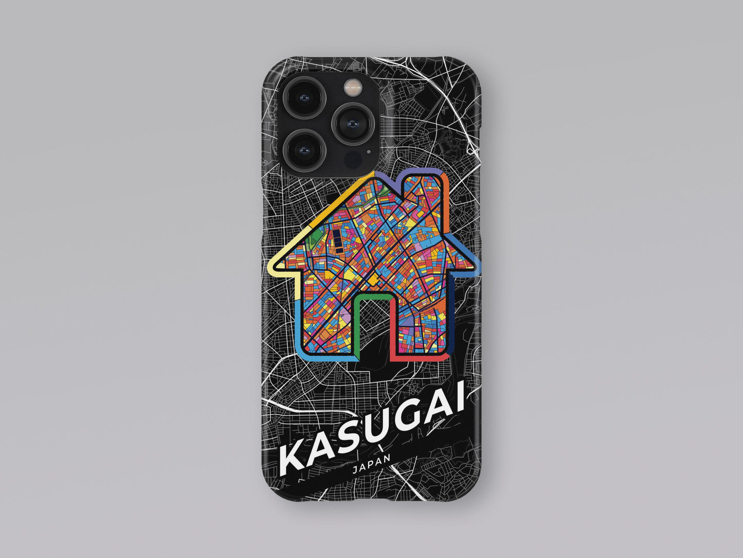 Kasugai Japan slim phone case with colorful icon. Birthday, wedding or housewarming gift. Couple match cases. 3
