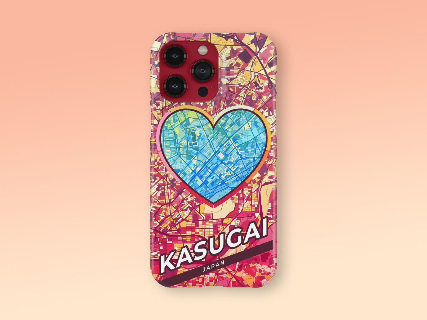 Kasugai Japan slim phone case with colorful icon. Birthday, wedding or housewarming gift. Couple match cases. 2