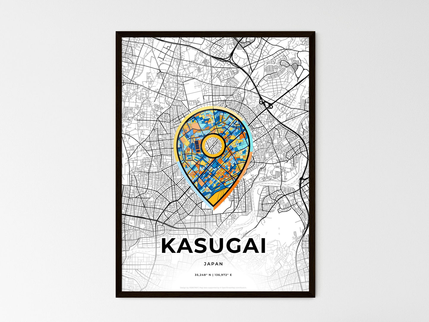 Kasugai Japan wedding art map with pointer icon