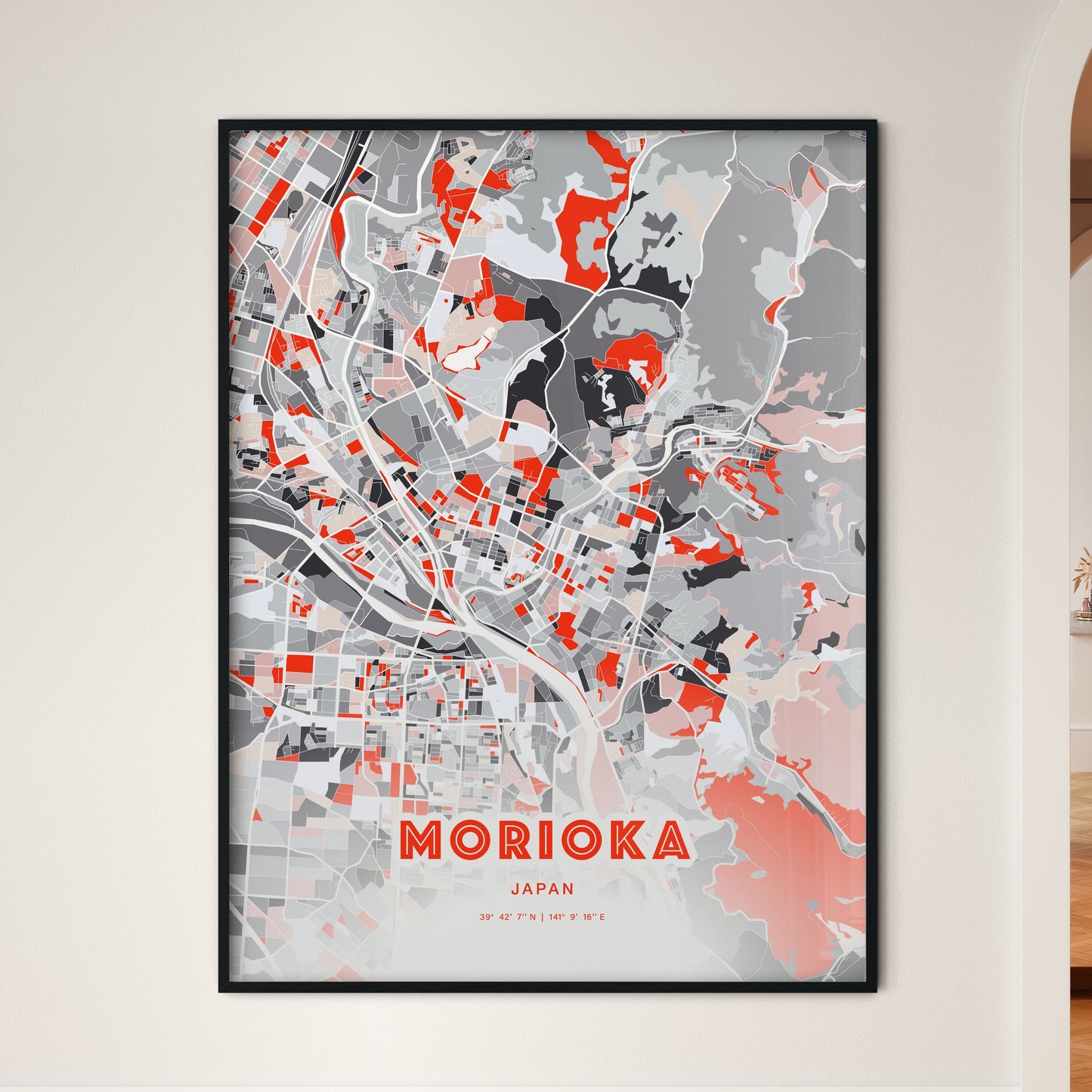 Colorful MORIOKA JAPAN Fine Art Map Modern