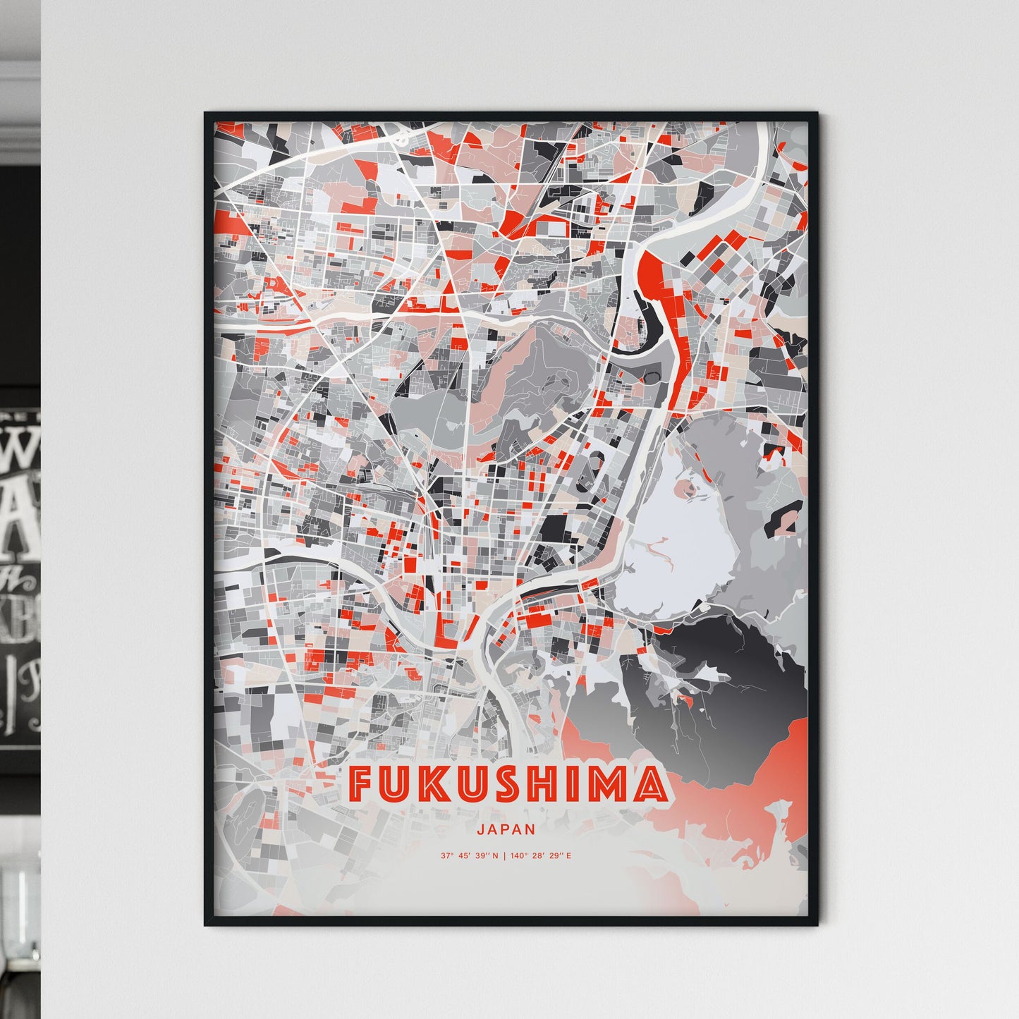 Colorful FUKUSHIMA JAPAN Fine Art Map Modern