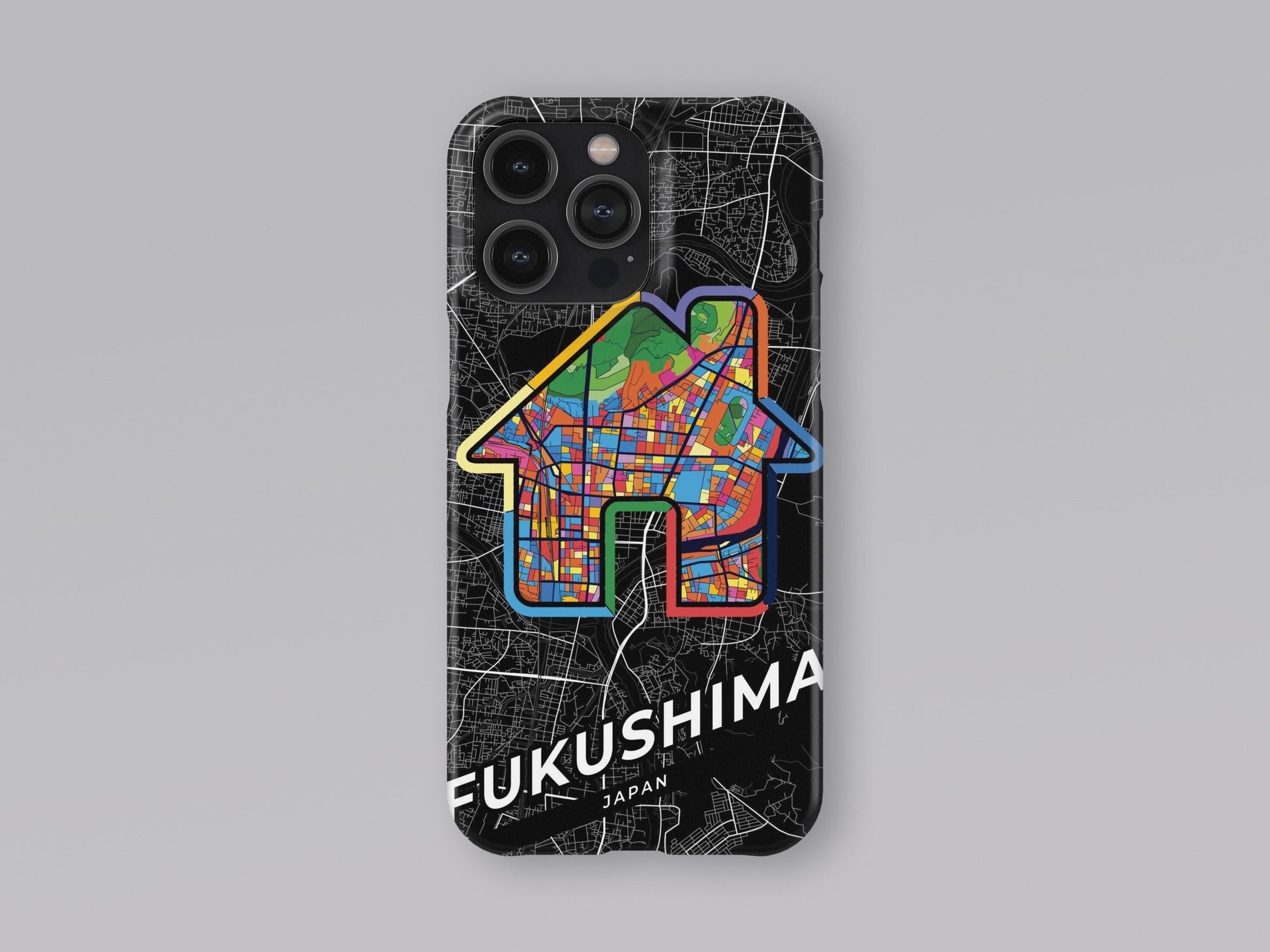 Fukushima Japan slim phone case with colorful icon. Birthday, wedding or housewarming gift. Couple match cases. 3