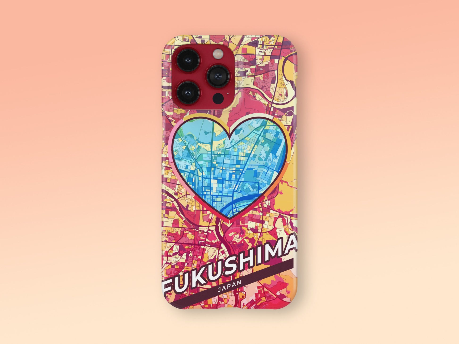 Fukushima Japan slim phone case with colorful icon. Birthday, wedding or housewarming gift. Couple match cases. 2