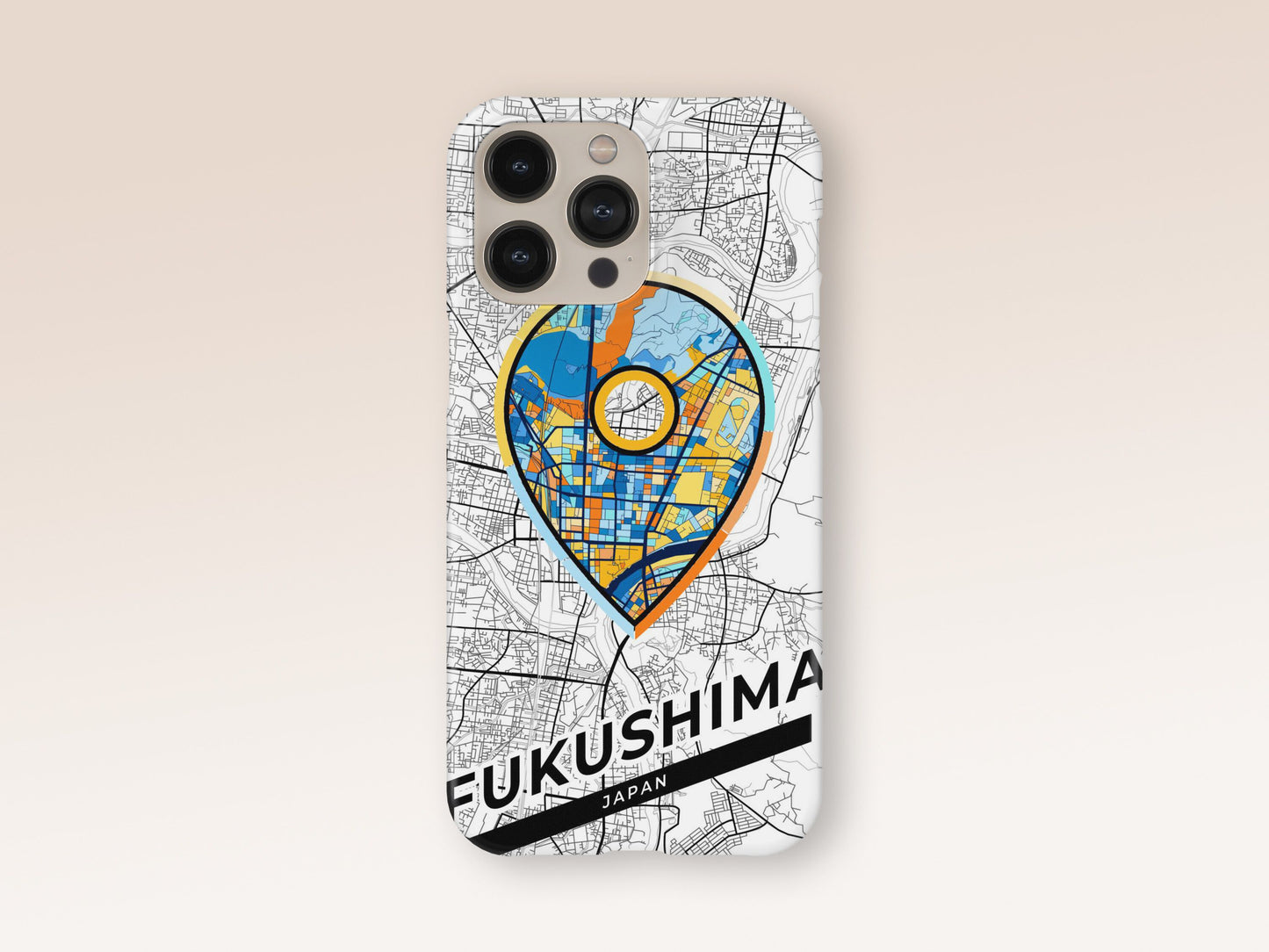 Fukushima Japan slim phone case with colorful icon. Birthday, wedding or housewarming gift. Couple match cases. 1