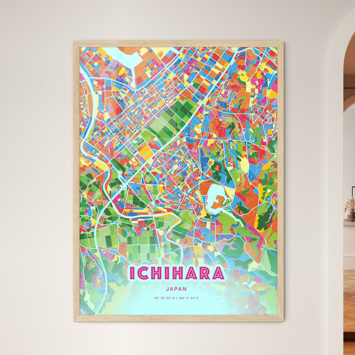 Colorful ICHIHARA JAPAN Fine Art Map Crazy Colors