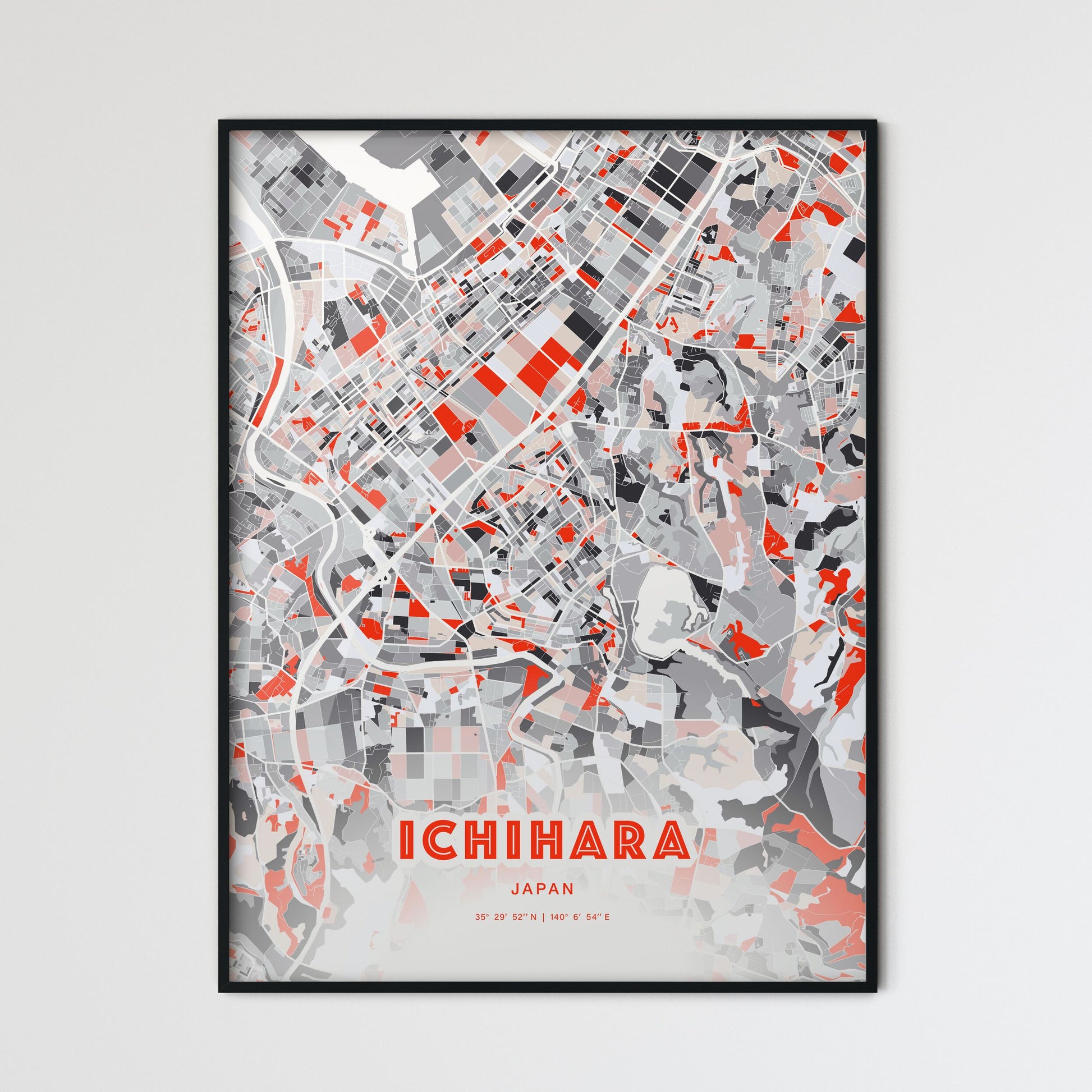 Colorful ICHIHARA JAPAN Fine Art Map Modern