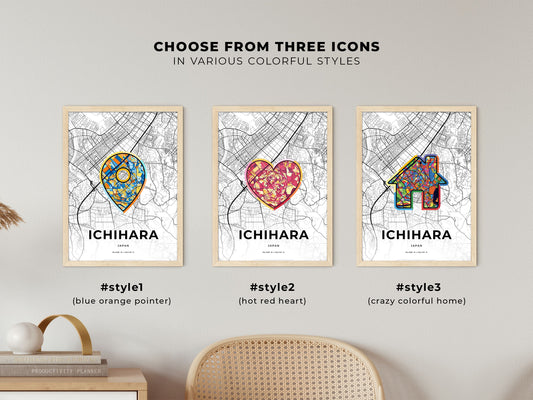 Ichihara Japan maps with colorful icons