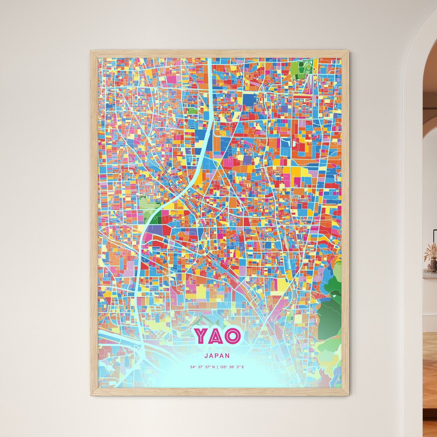 Colorful YAO JAPAN Fine Art Map Crazy Colors