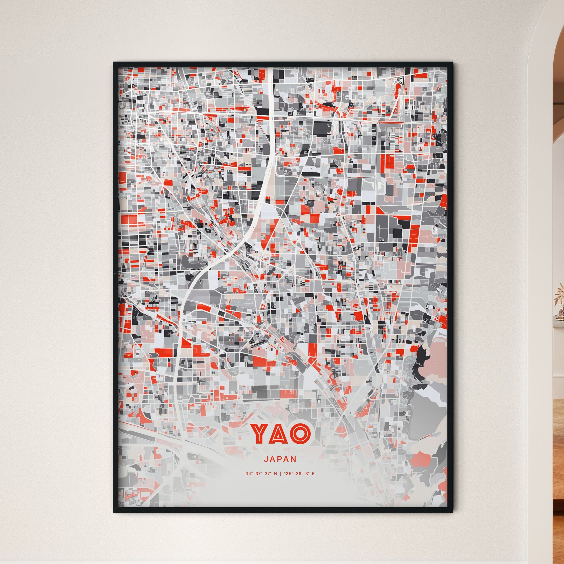 Colorful YAO JAPAN Fine Art Map Modern