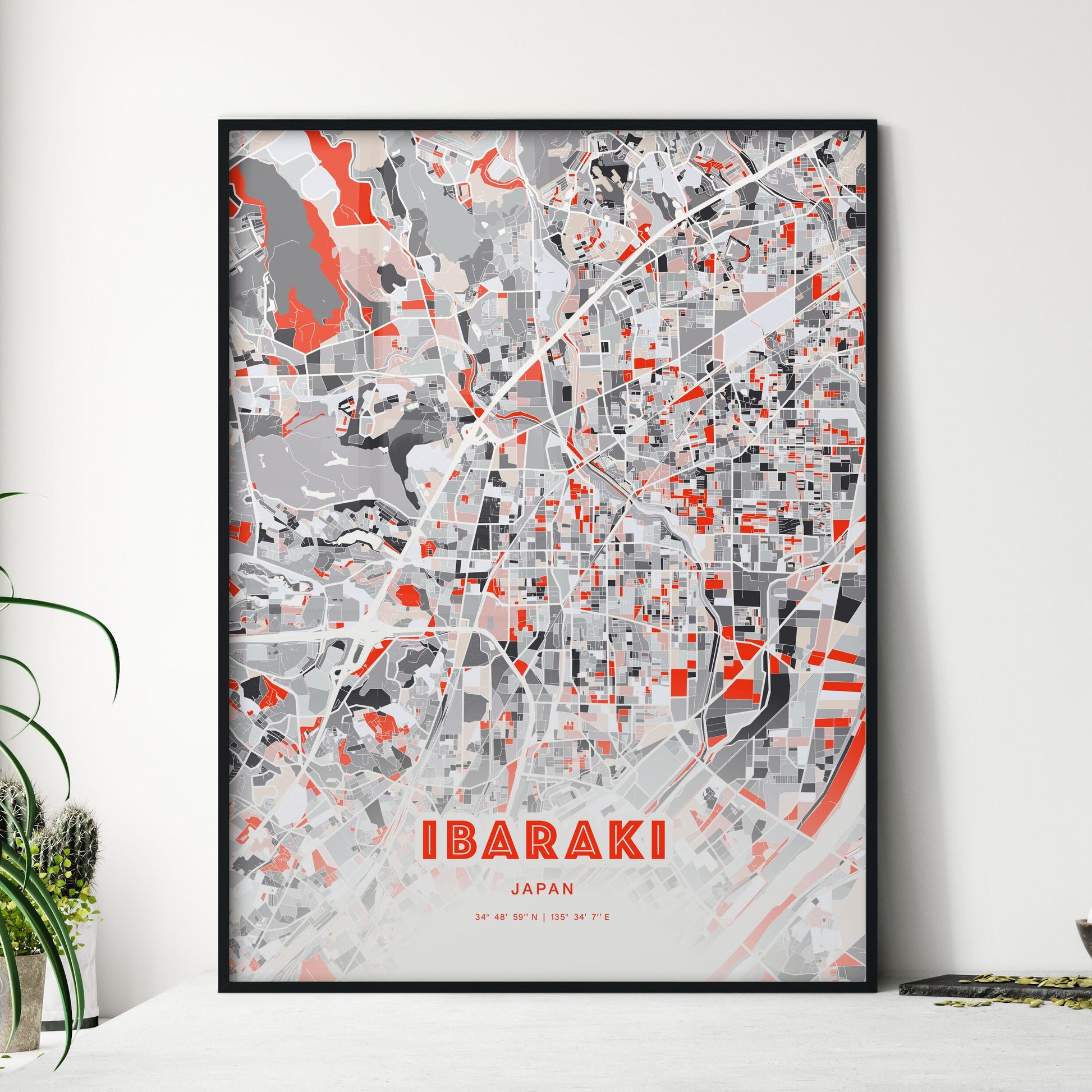 Colorful IBARAKI JAPAN Fine Art Map Modern