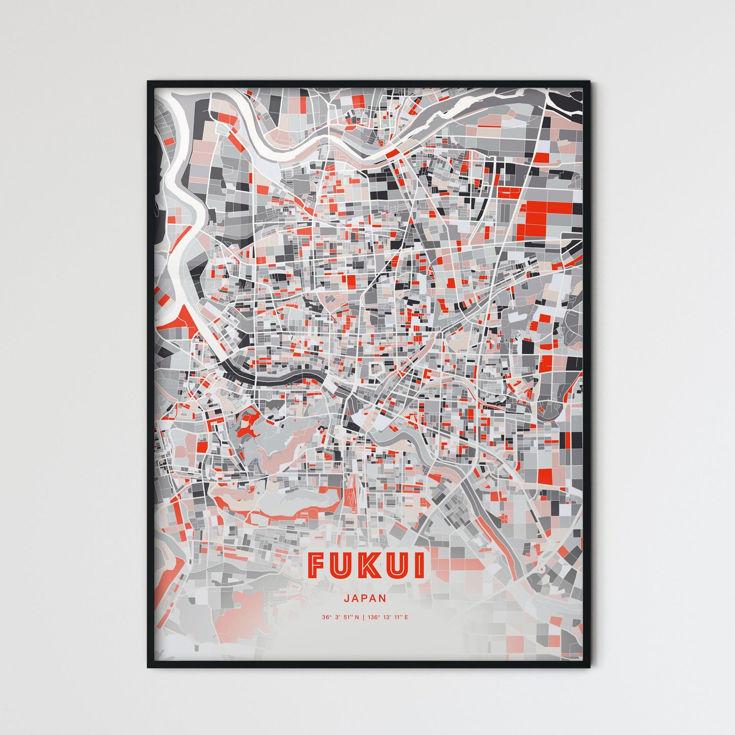 Colorful FUKUI JAPAN Fine Art Map Modern