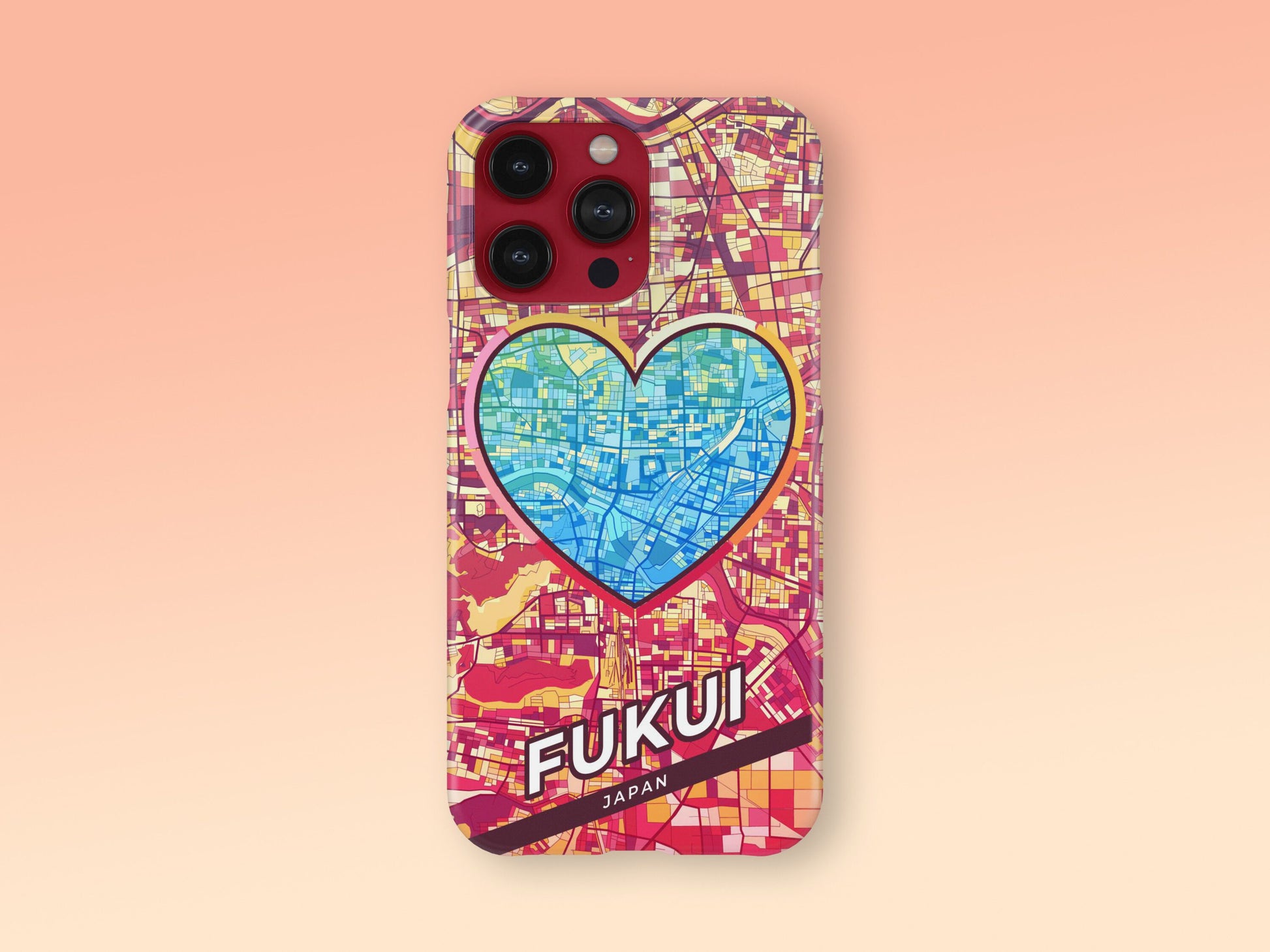 Fukui Japan slim phone case with colorful icon. Birthday, wedding or housewarming gift. Couple match cases. 2