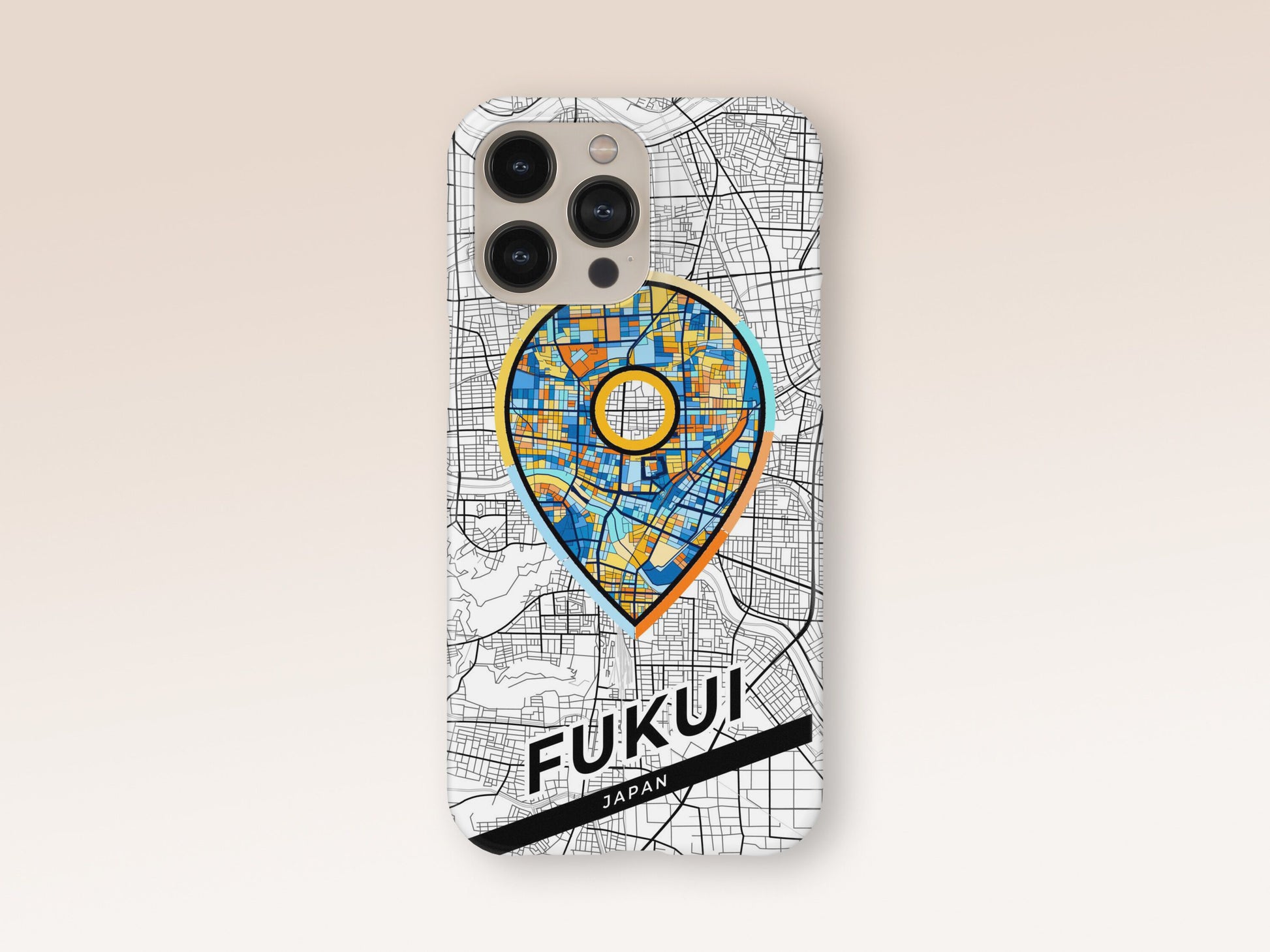 Fukui Japan slim phone case with colorful icon. Birthday, wedding or housewarming gift. Couple match cases. 1