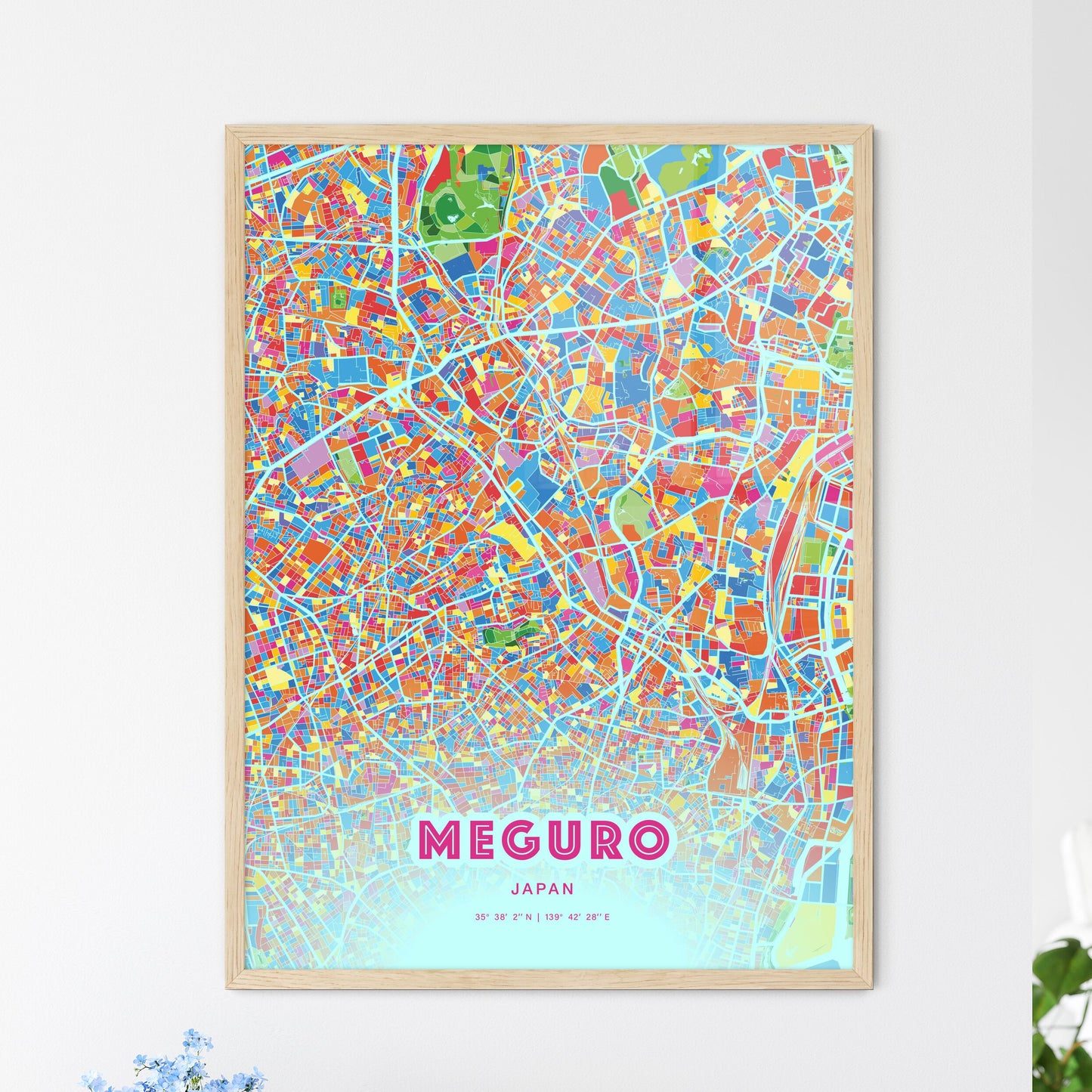 Colorful MEGURO JAPAN Fine Art Map Crazy Colors