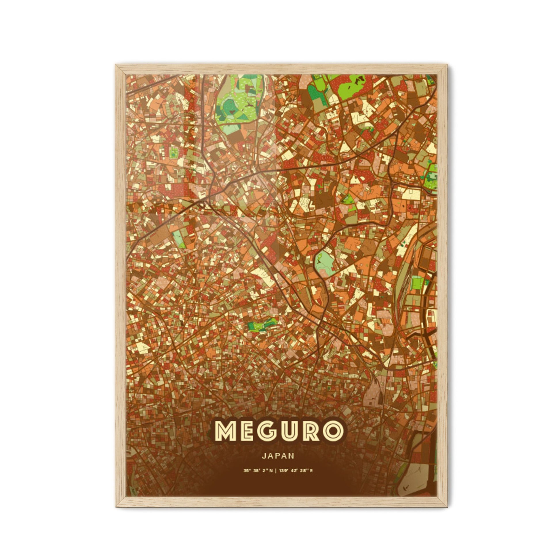 Colorful MEGURO JAPAN Fine Art Map Farmhouse