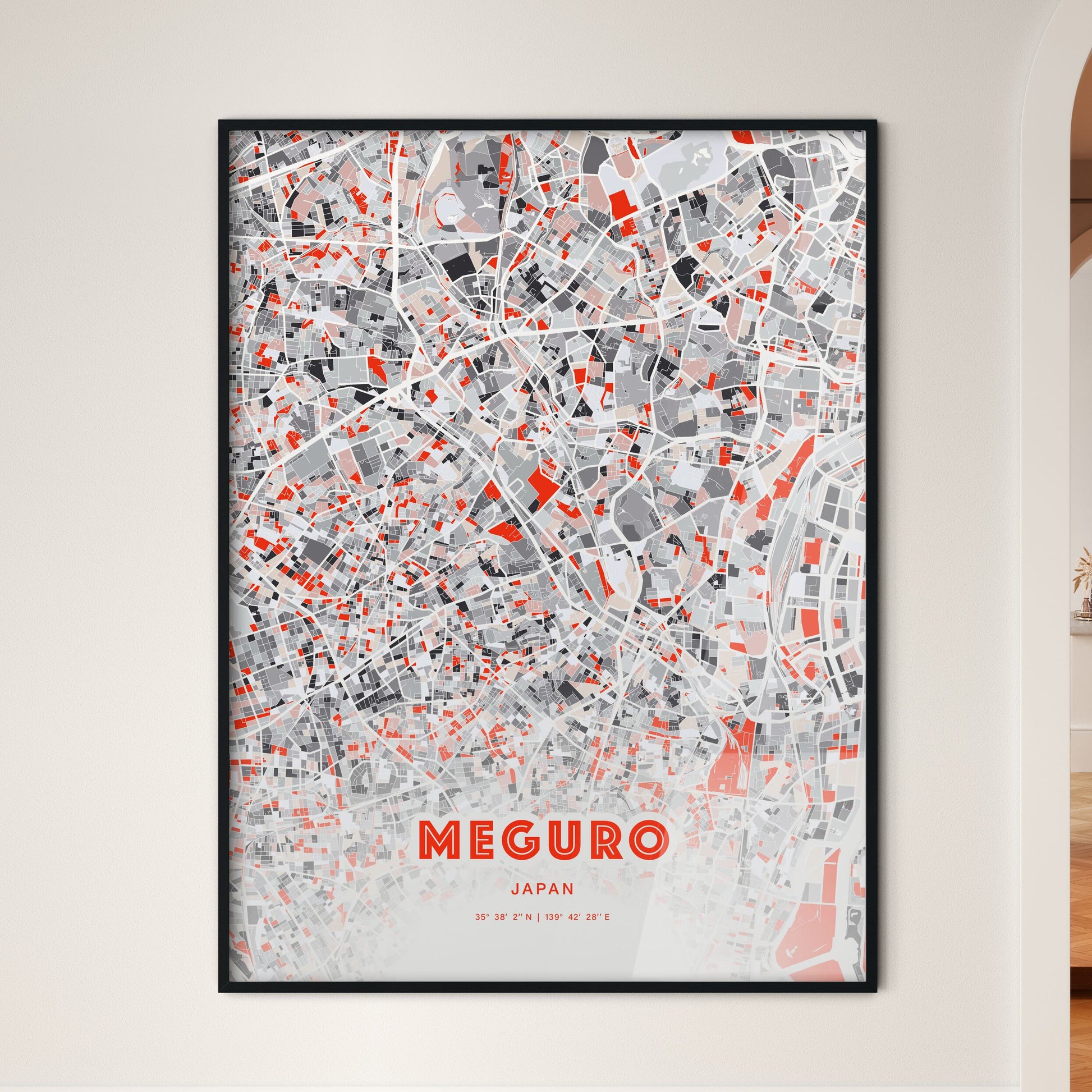 Colorful MEGURO JAPAN Fine Art Map Modern