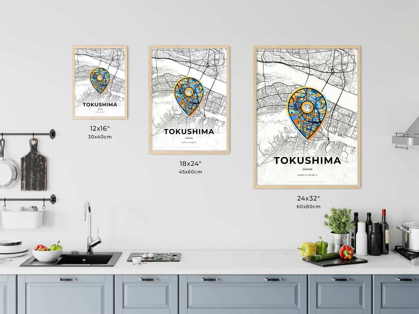 Tokushima Japan art map size chart
