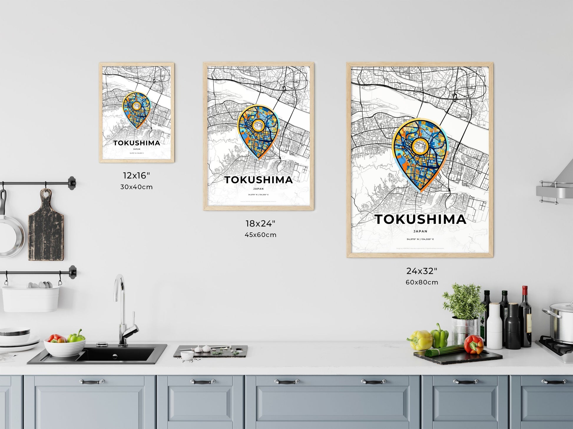 Tokushima Japan art map size chart