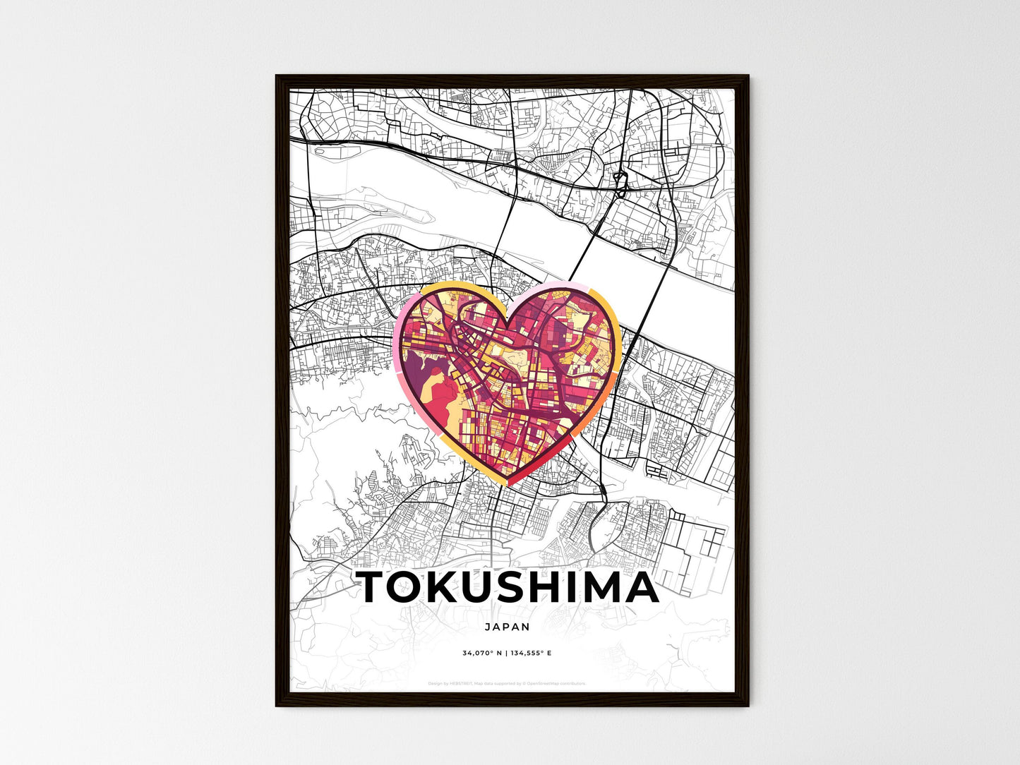 Tokushima Japan wedding art map with heart icon