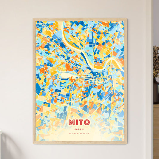 Colorful MITO JAPAN Fine Art Map Blue Orange